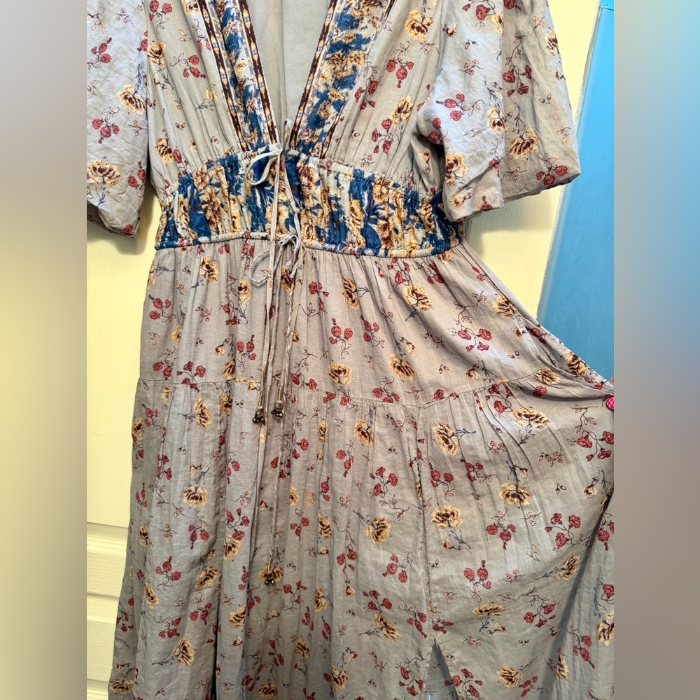Free People Floral Dress in Gray and Blue - Picture 2 of 8